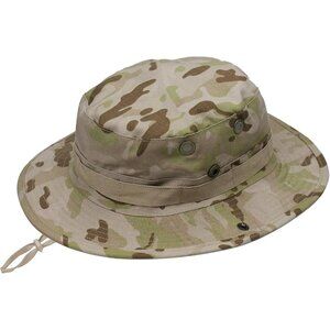 Unisex Camo Wide Brim Mesh Boonie With Chin Strap Adjustable Classic Cowboy Hat
